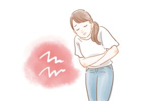 腹痛の女性のイラスト