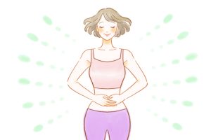 お腹を押さえる女性のイラスト