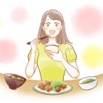 食事中の女性のイラスト