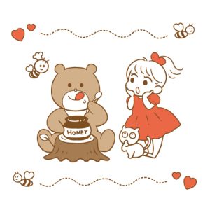 クマと女の子のイラスト