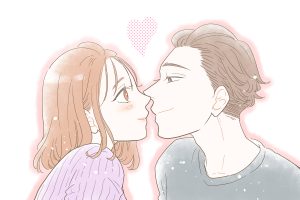 キスする男女のイラスト