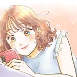 スマホを見る女性のイラスト