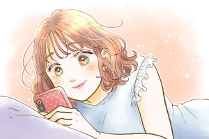 スマホを見る女性のイラスト