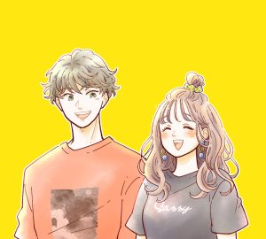 笑顔の男女のイラスト