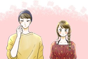 照れている男女のイラスト