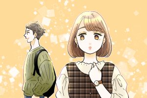 気になる男性を見る女性のイラスト