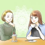 カフェで話す女性のイラスト