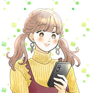 スマホを見る女性のイラスト