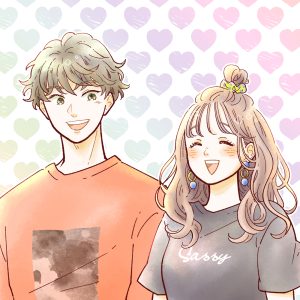 笑顔の男女のイラスト