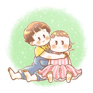 子どもの似顔絵兄妹イラスト