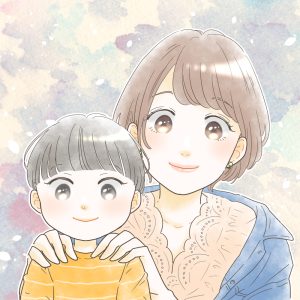 ママと子どもの親子イラスト