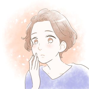 顔に手をあてる女性の美容系イラスト