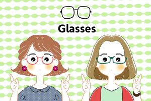 可愛いメガネをつけた女の子のイラスト