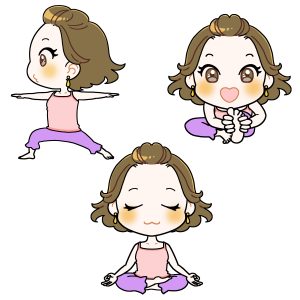 ヨガポーズの女性のイラスト